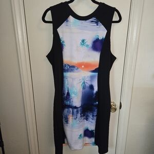 Tropical Print Sleeveless Dress